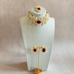 Melina Maroon Crystal Choker Set - Ahseya & Co