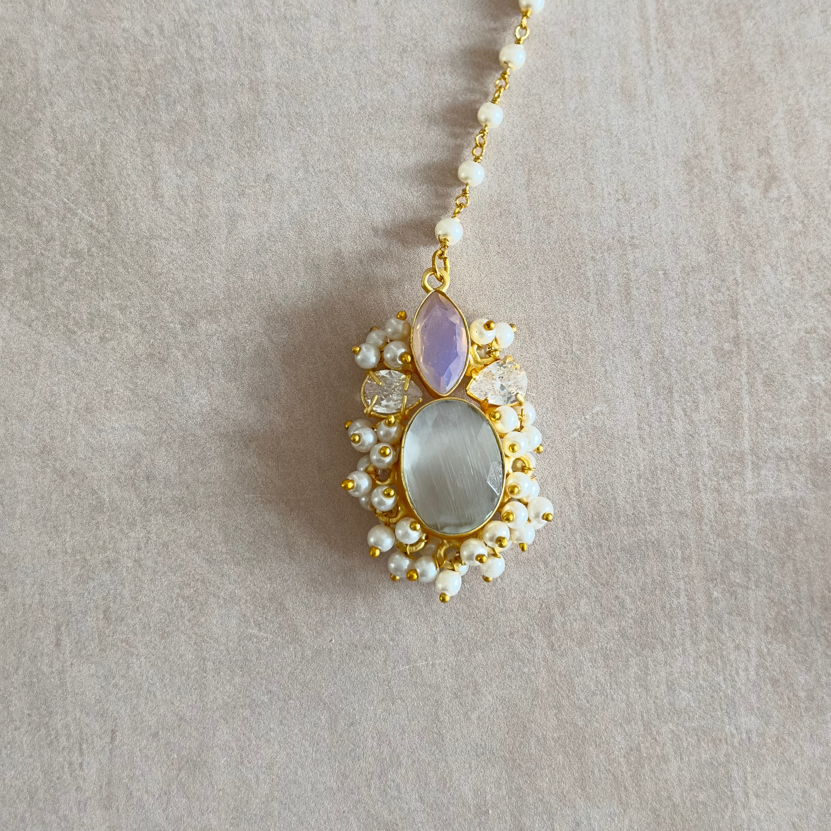 Lauretta Grey Crystal Choker Set - Ahseya & Co