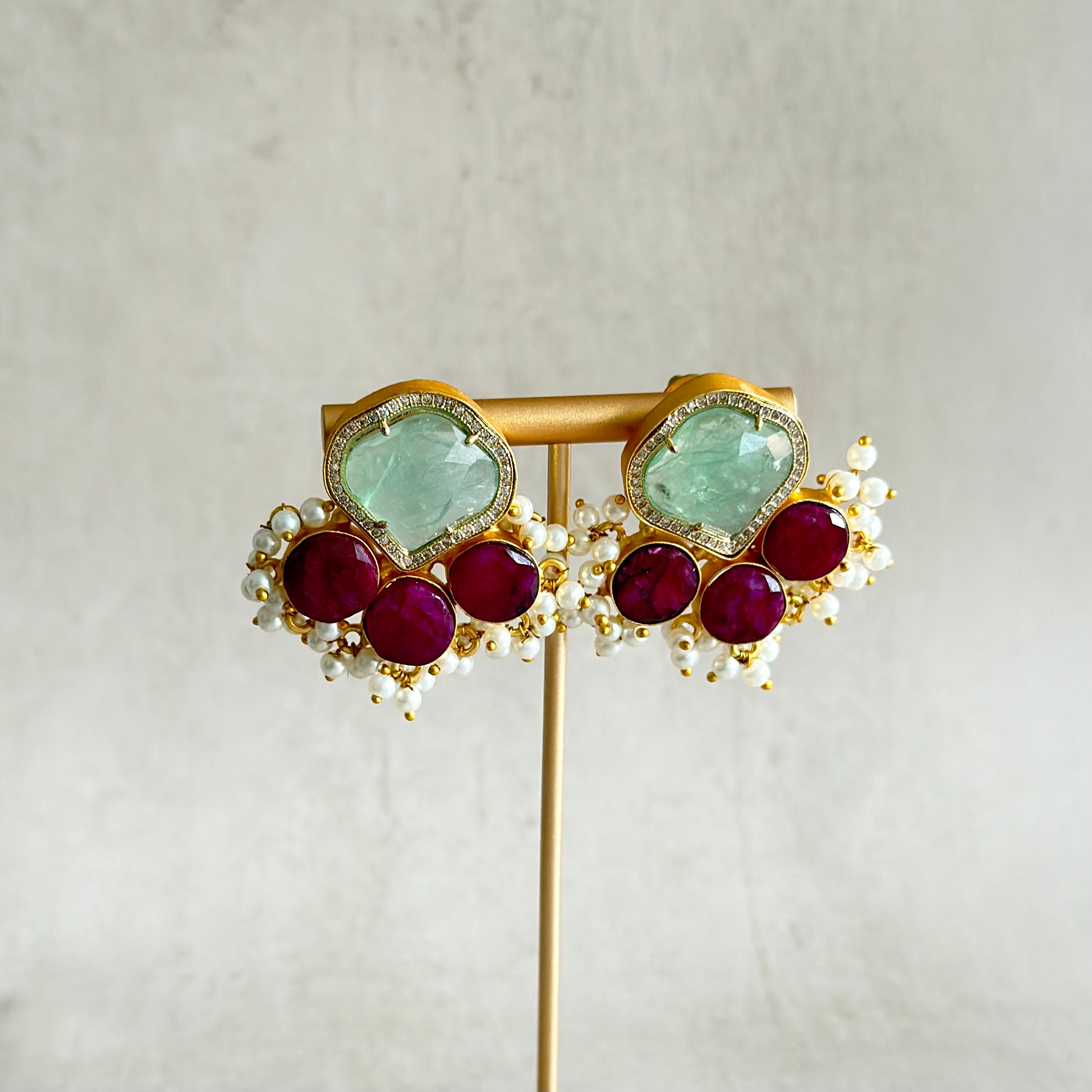Yevette Mint Stud Earrings - Ahseya & Co