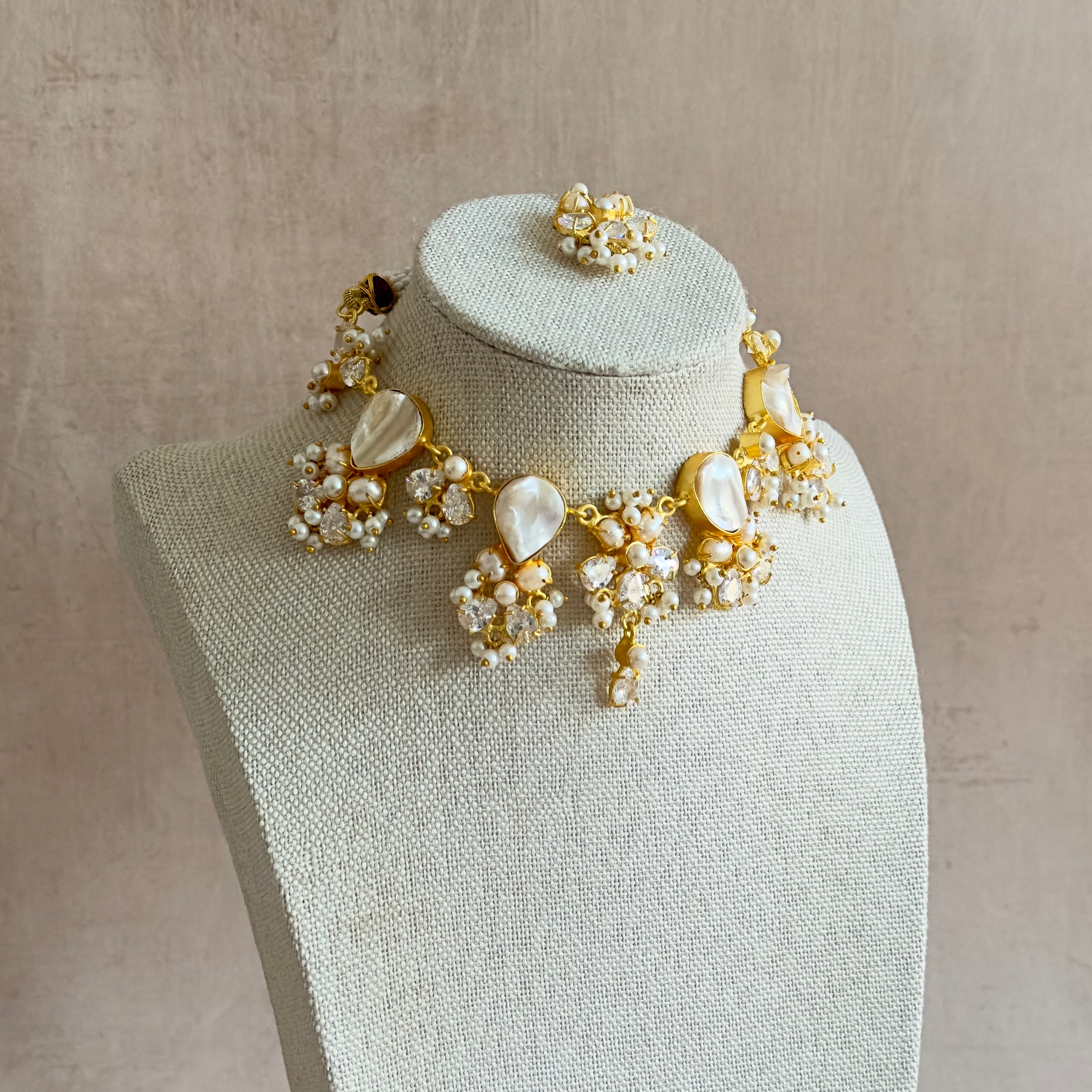 Ivory Baroque pearl Choker Set - Ahseya & Co