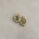 Jolie Olive Green Crystal Stud Earrings