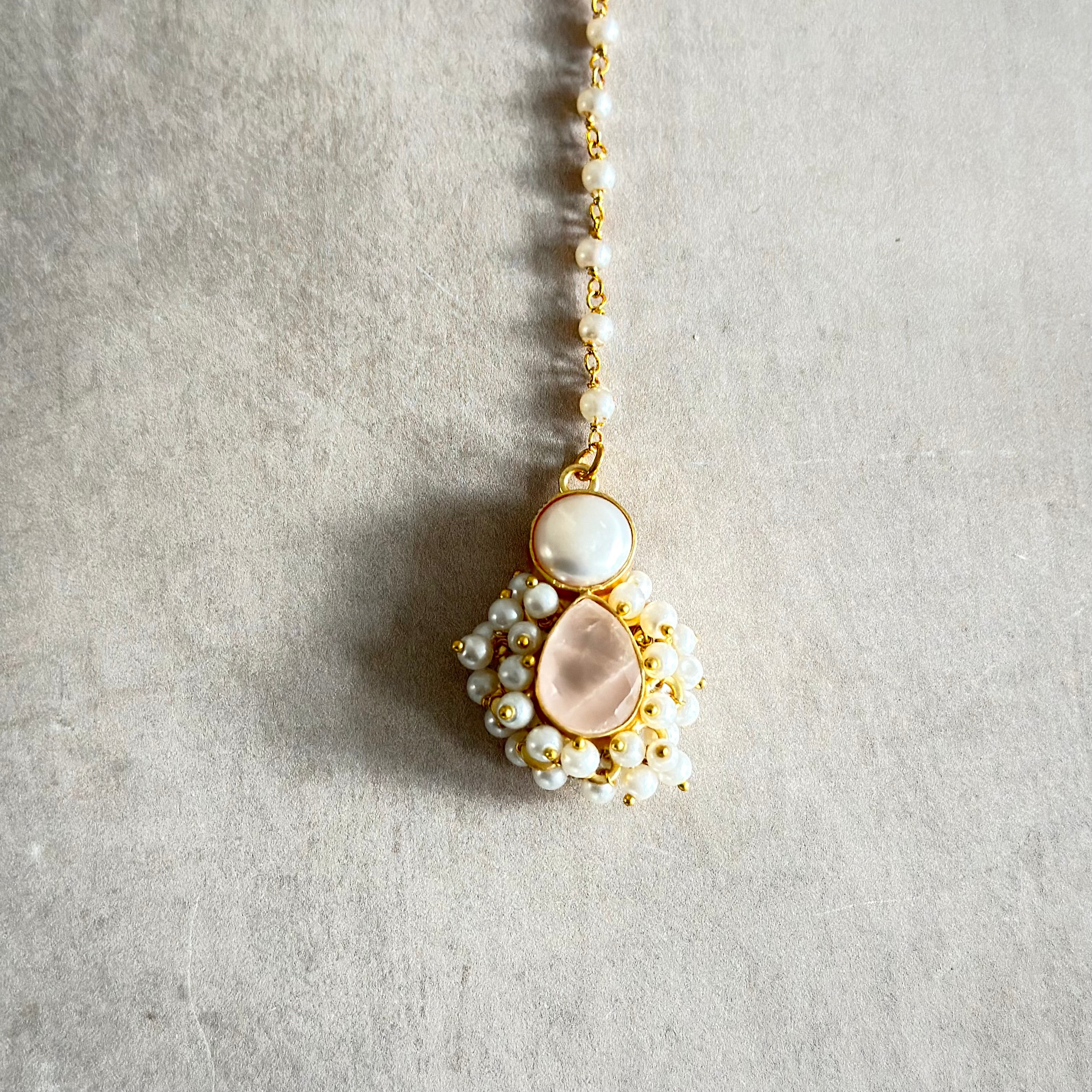 Addilyn Pink Pearl Necklace Set - Ahseya & Co