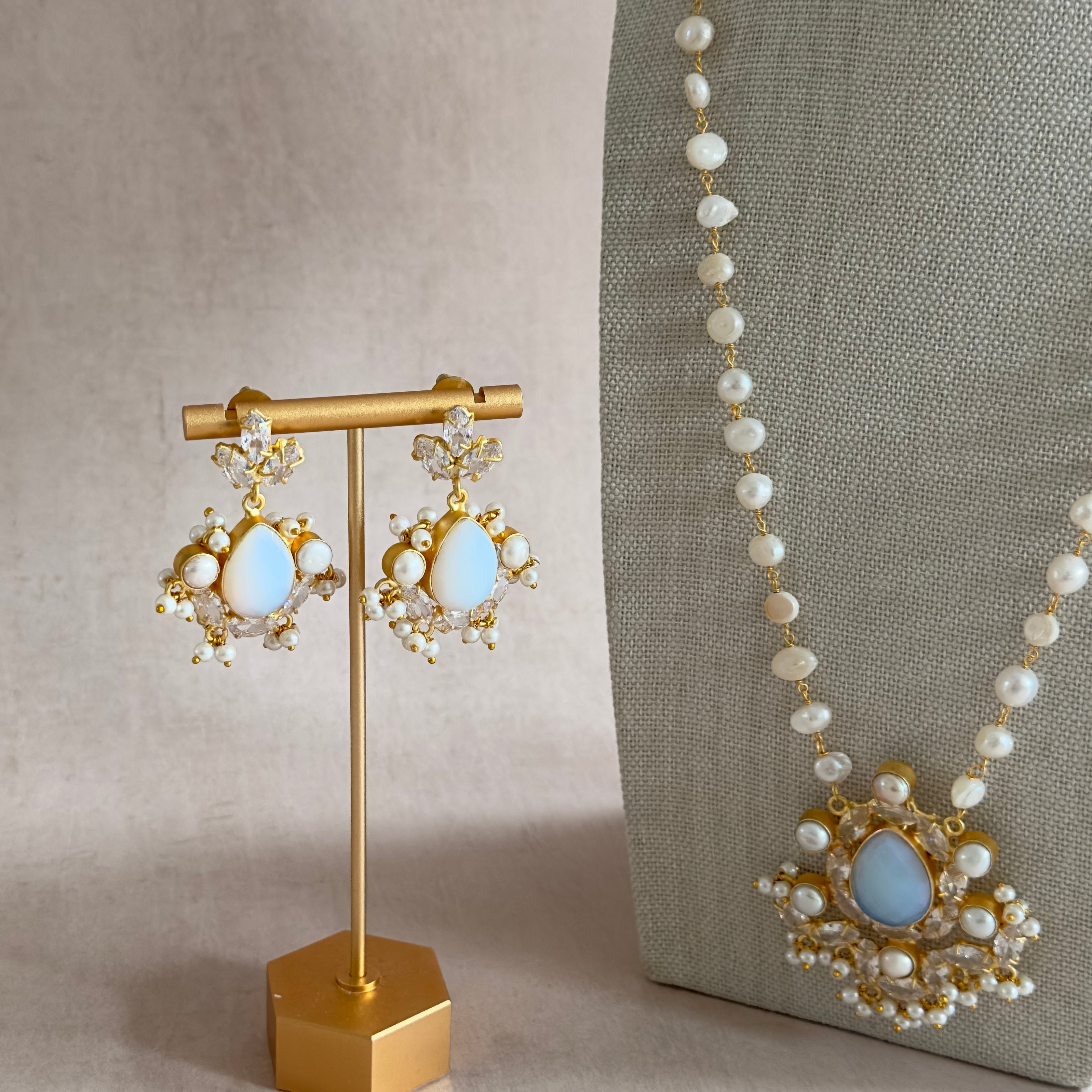 Sahara Crystal Pearl Mala Set - Ahseya & Co