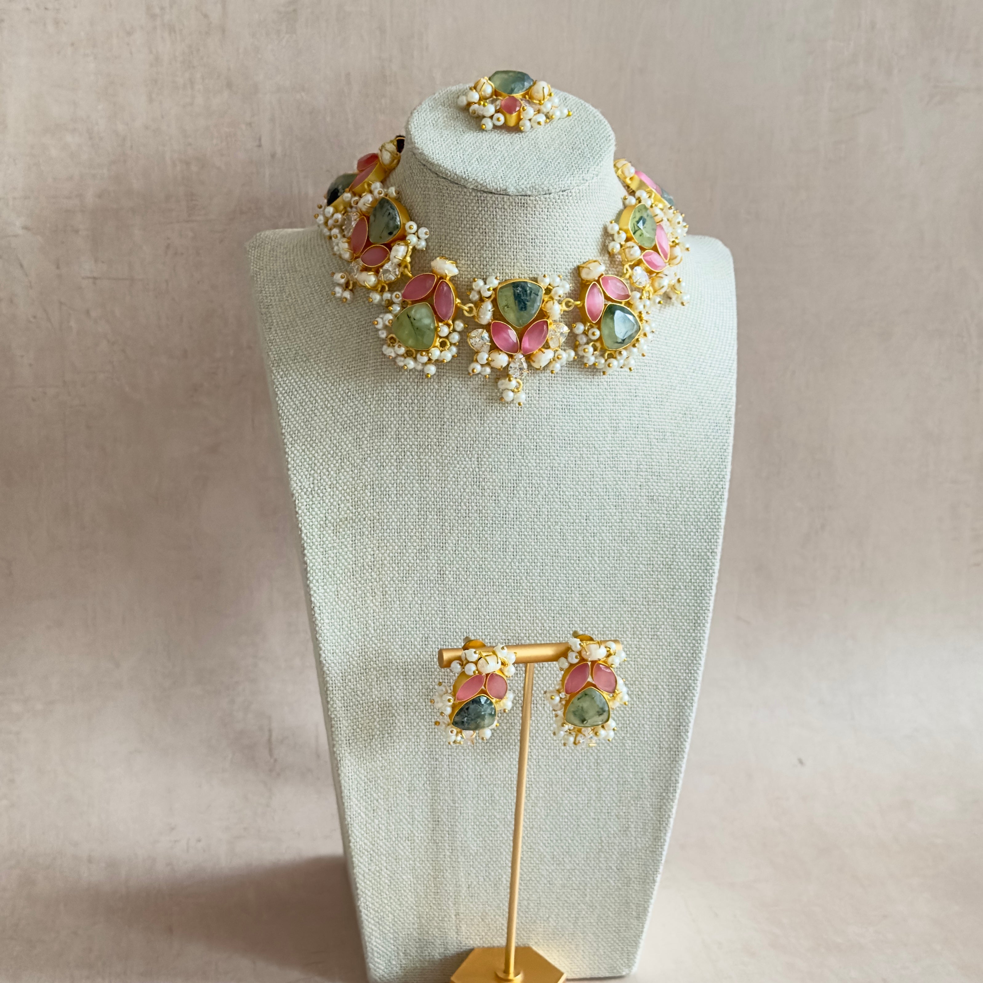 Giselle Pink Olive Choker Set - Ahseya & Co