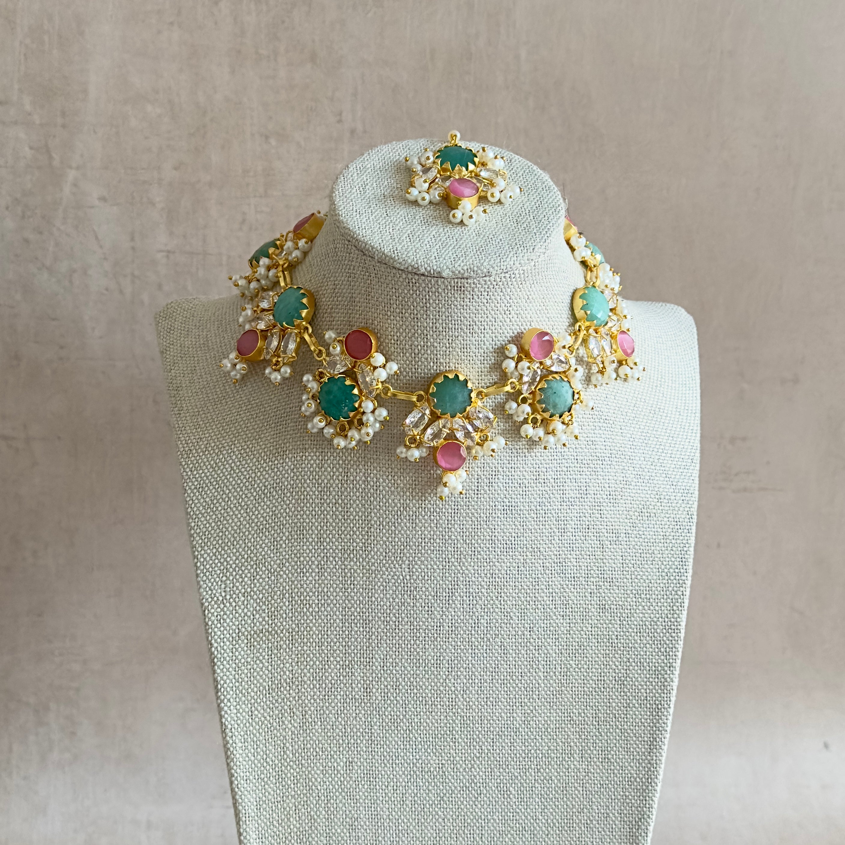 Dilnaz Jade Crystal Necklace Set - Ahseya & Co