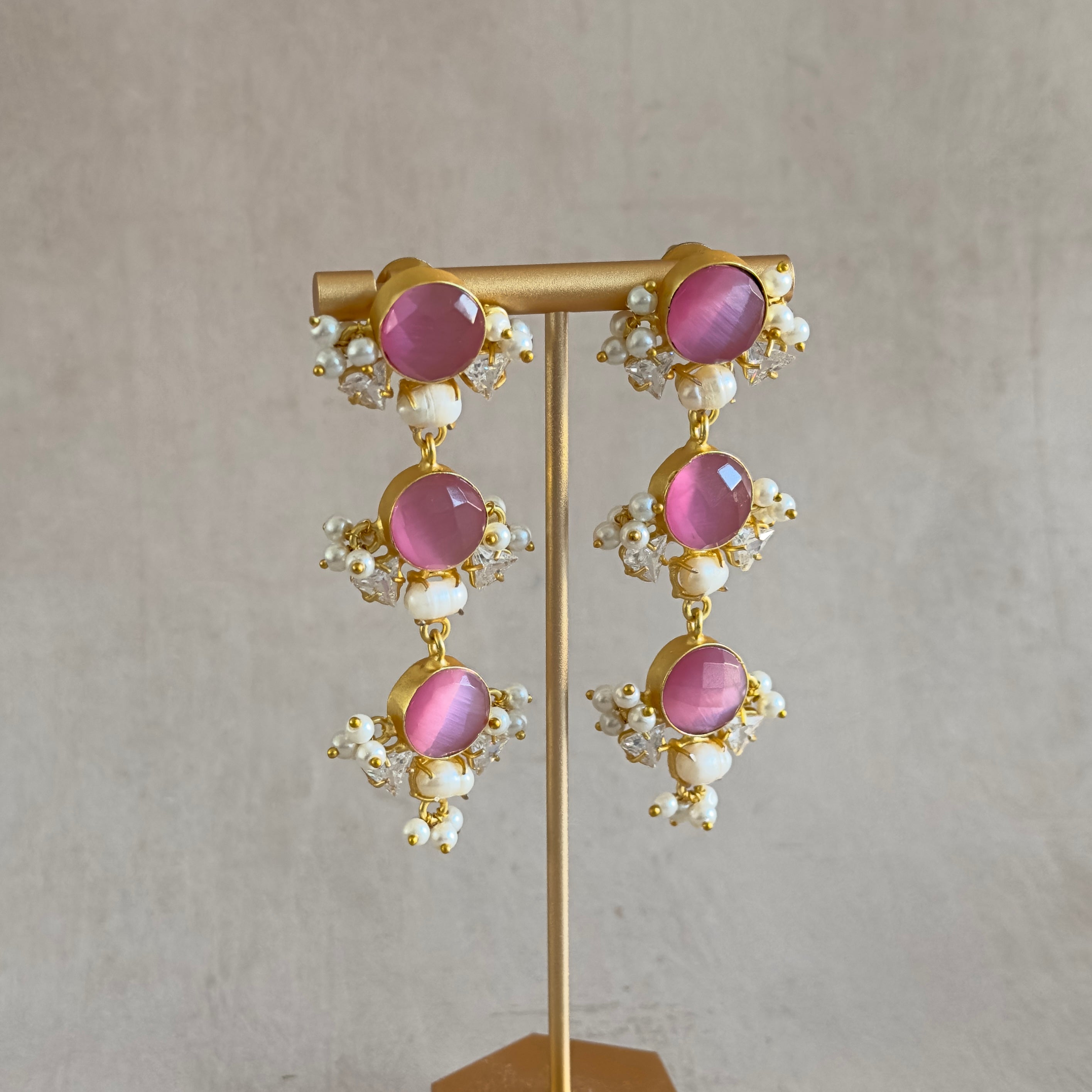 Zara Pink Pearl Drop Earrings - Ahseya & Co