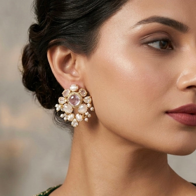 Uzelle Rose Stud Earrings - Ahseya & Co