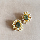 Zuri Olive Pearl Stud Earrings - Ahseya & Co
