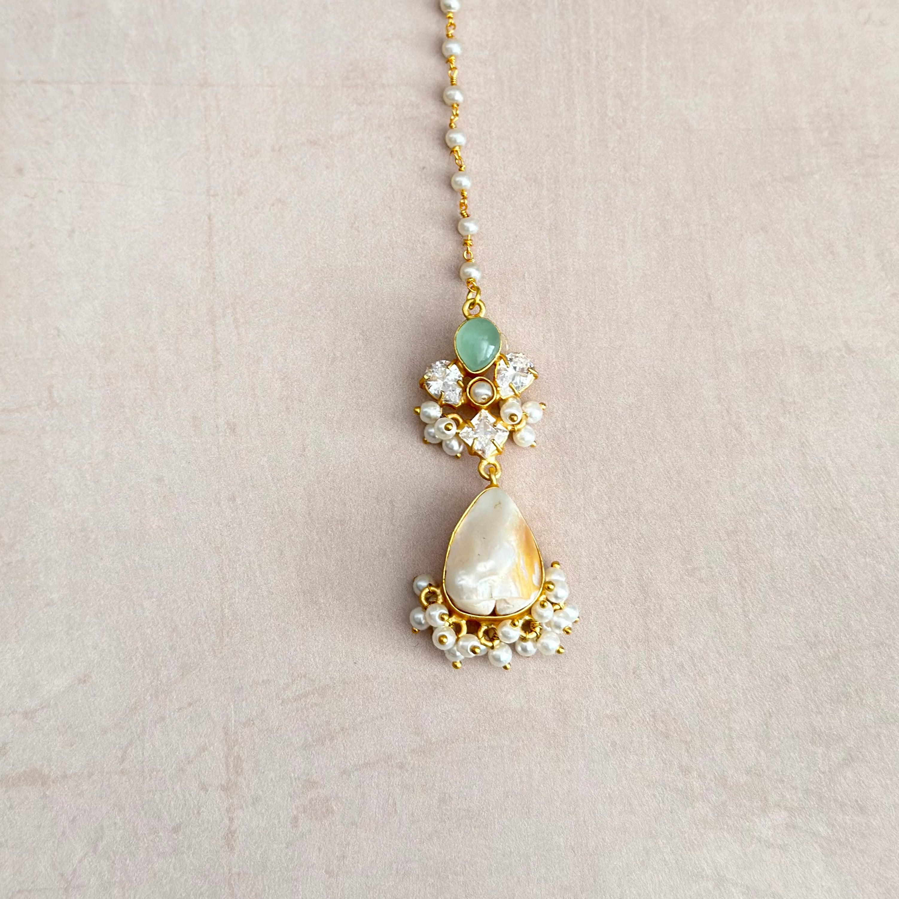 Halle Mint Pearl Necklace Set - Ahseya & Co