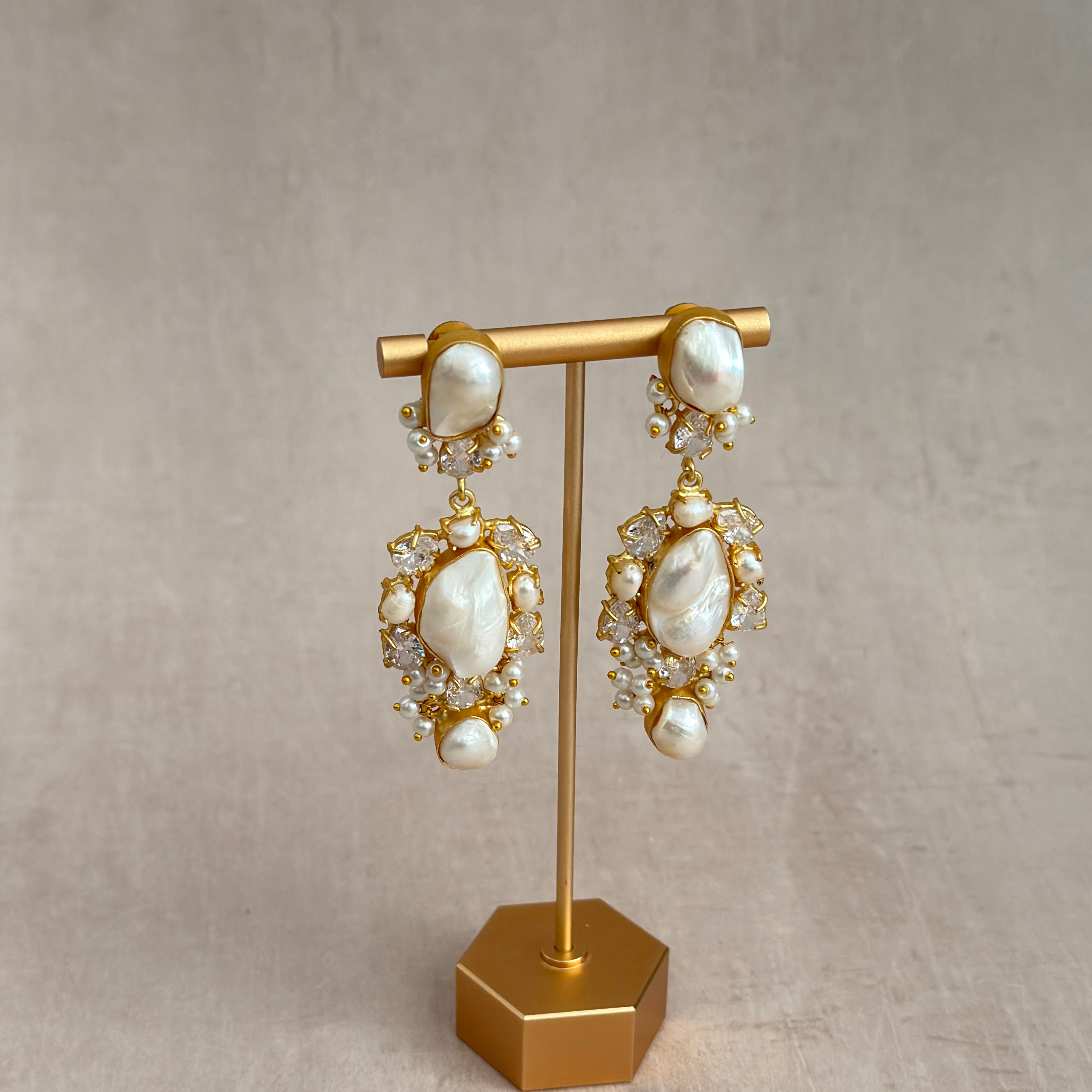 Crystal Pearl Drop Earrings - Ahseya & Co