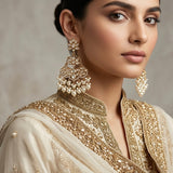 Elmina Pearl Kundan Drop Earrings