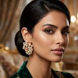 Roxy Peach Pearl Crystal Stud Earrings - Ahseya & Co