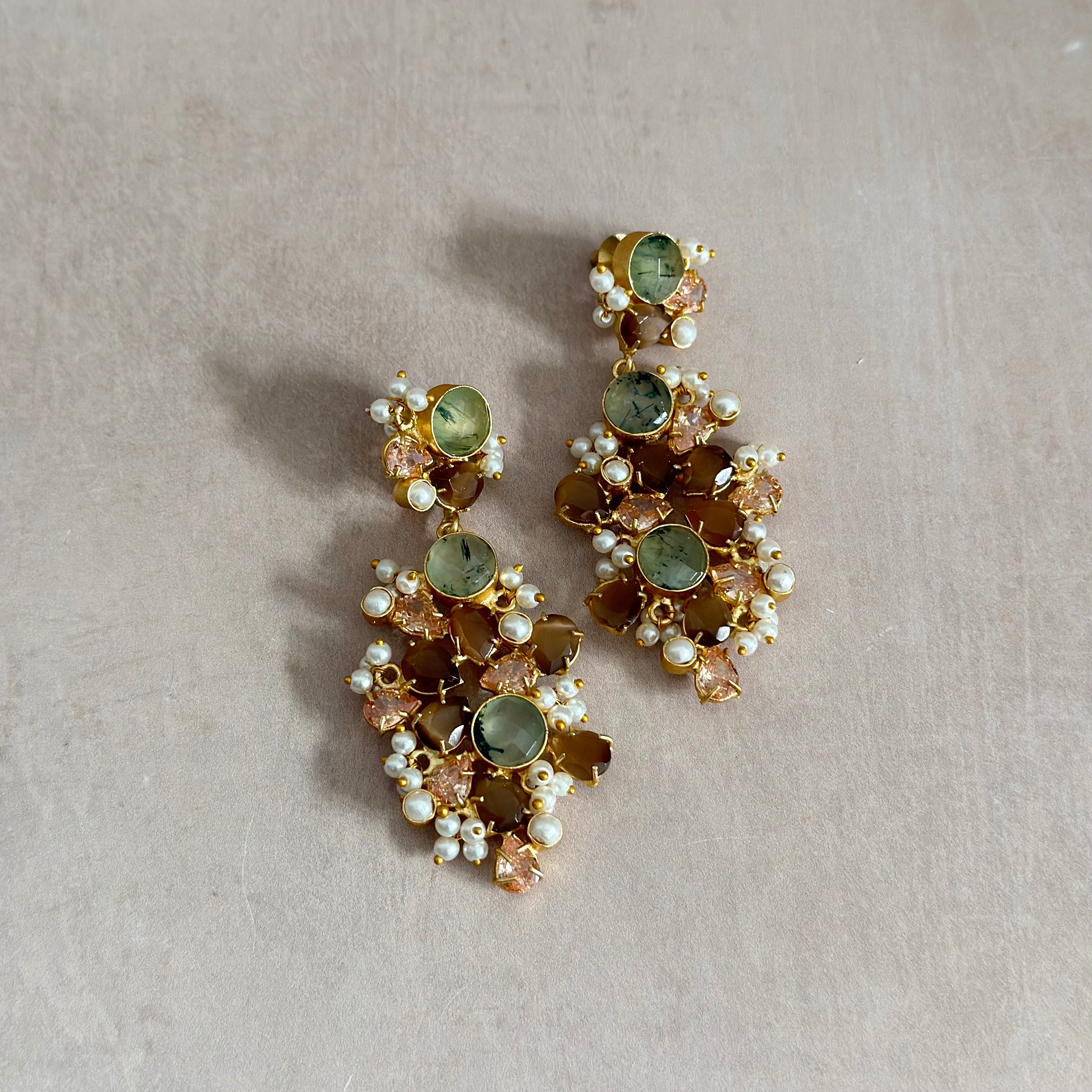 Celeste Espresso Olive Drop Earrings - Ahseya & Co