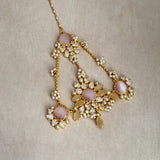 Minal Pink Grey Crystal Jhumar