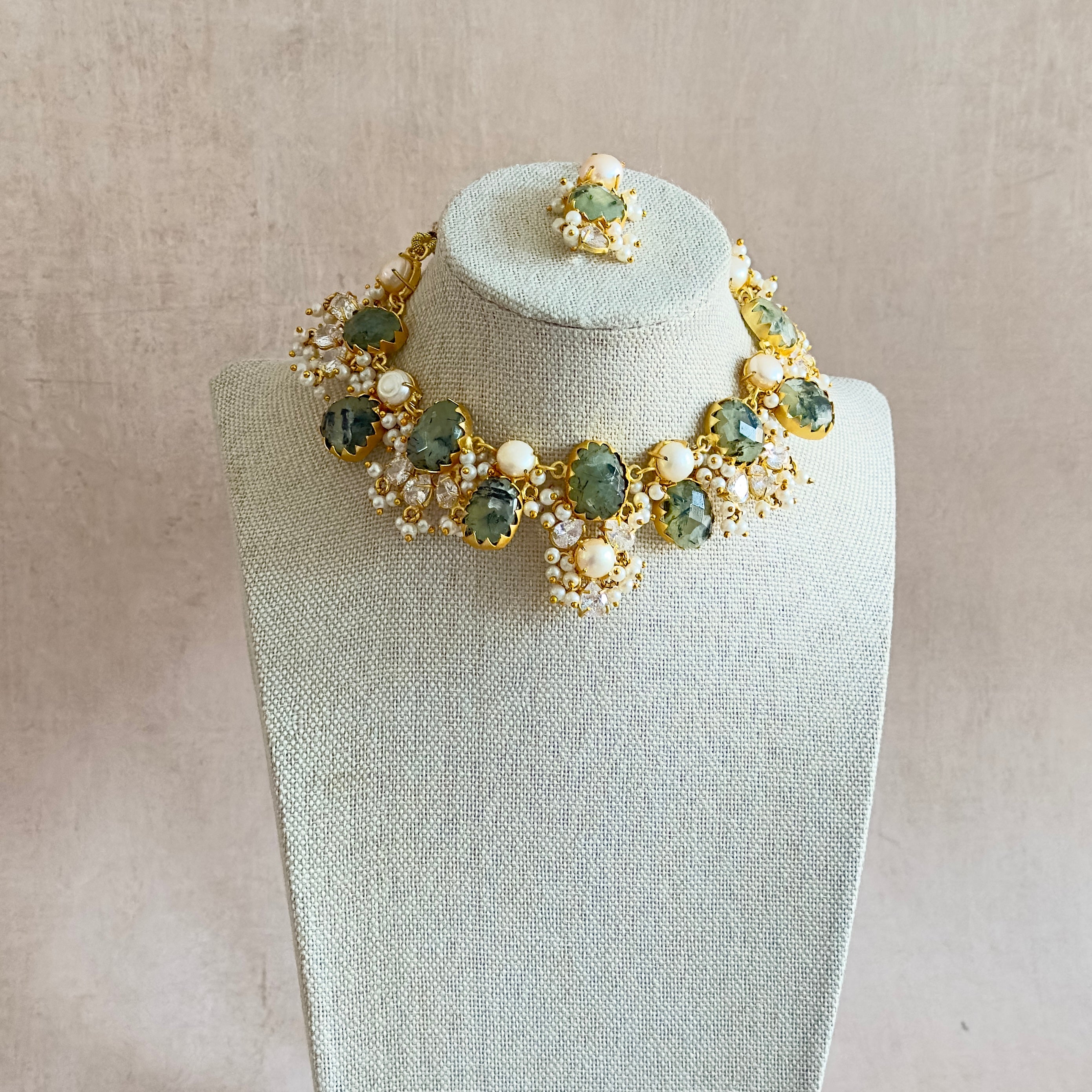 Carmen Olive Pearl Necklace Set - Ahseya & Co