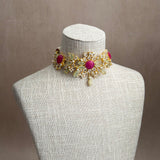 Minal Fuchsia Crystal Choker Set