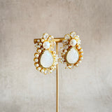 Rida White Pearl Crystal Stud Earrings