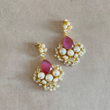Kajol Pink Pearl Drop Earrings - Ahseya & Co