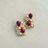 Inez Fuchsia Pearl Stud Earrings