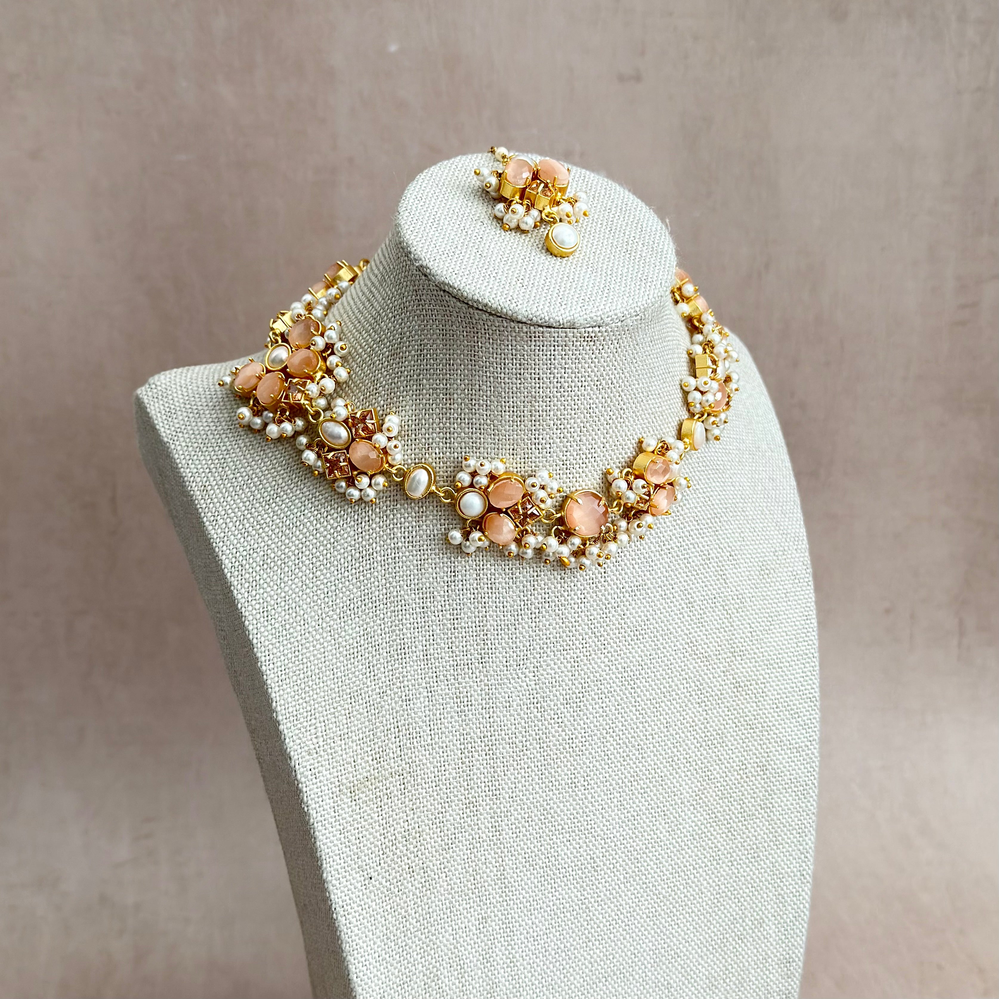 Elouise Peach Necklace Set - Ahseya & Co