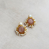 Aimee Peach Pearl Stud Earrings