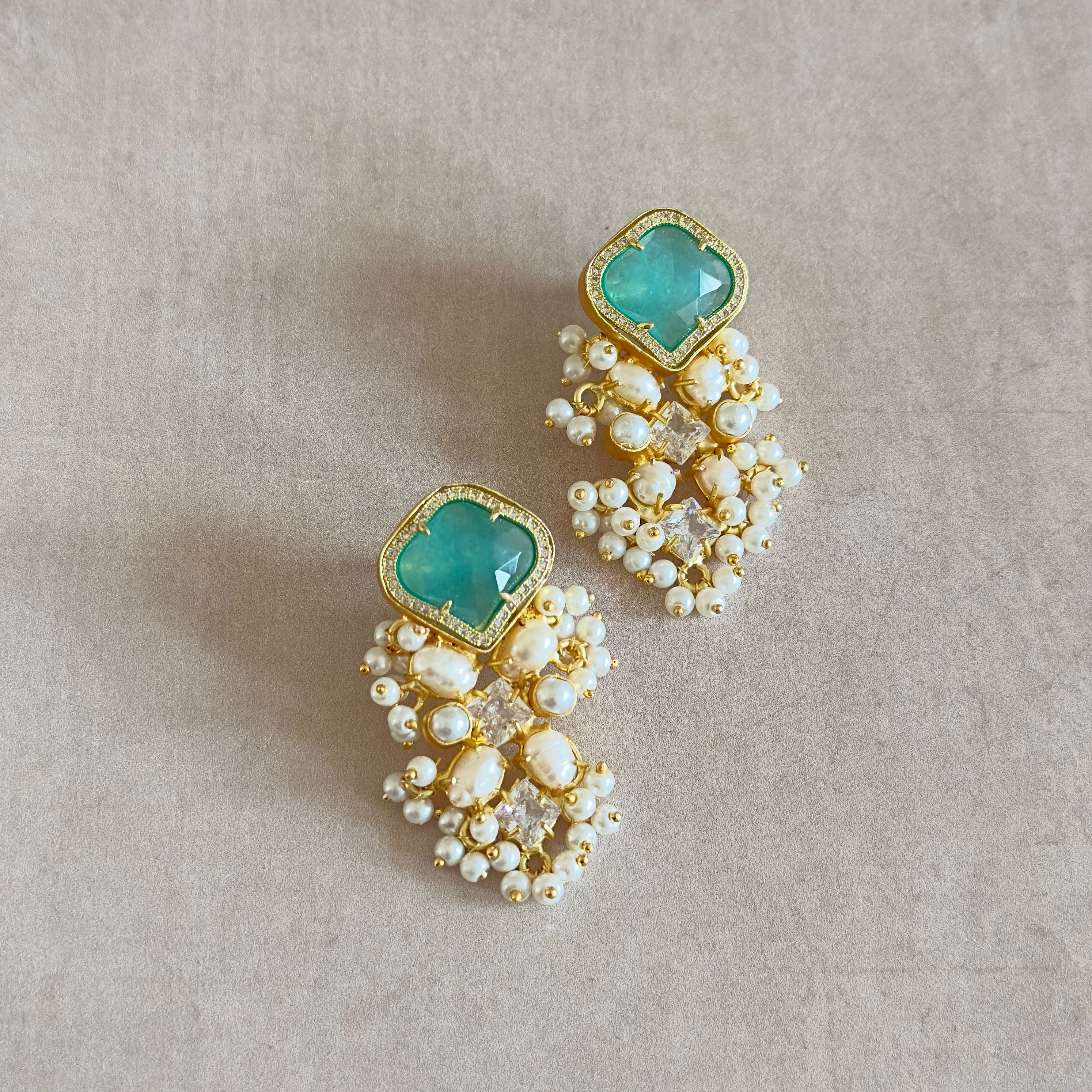 Imaan Mint Stud Earrings - Ahseya & Co