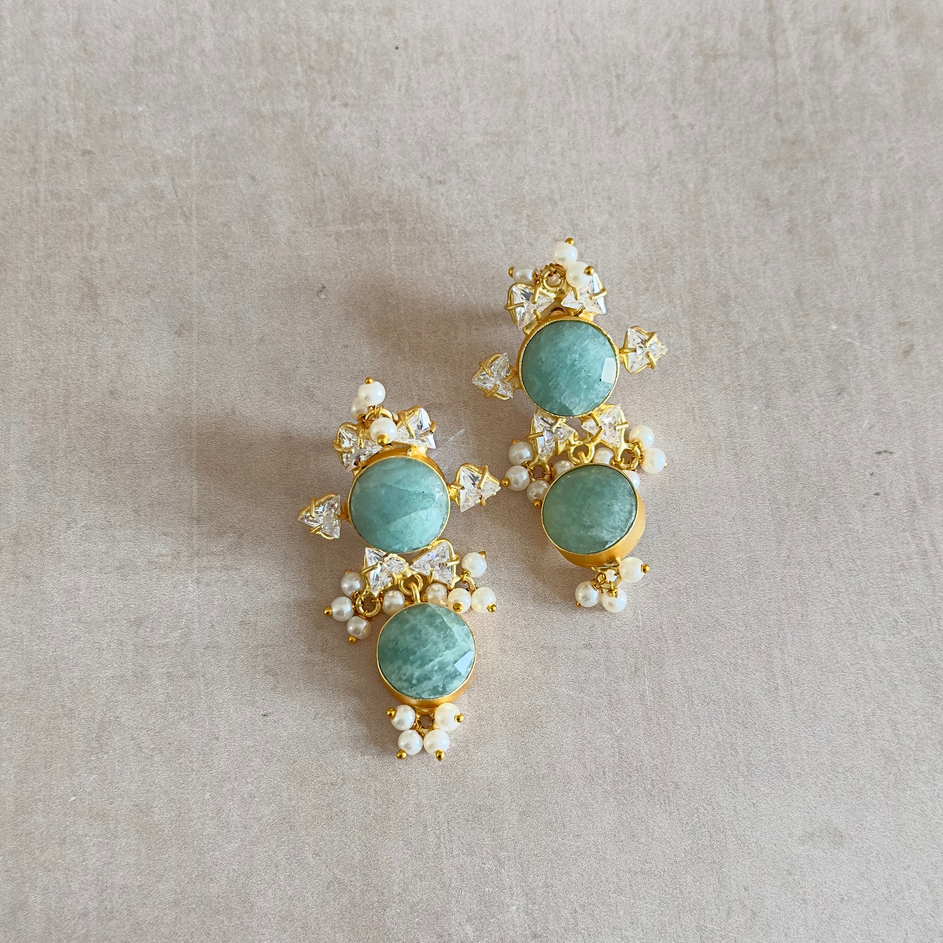 Jade Crystal Drop Earrings - Ahseya & Co