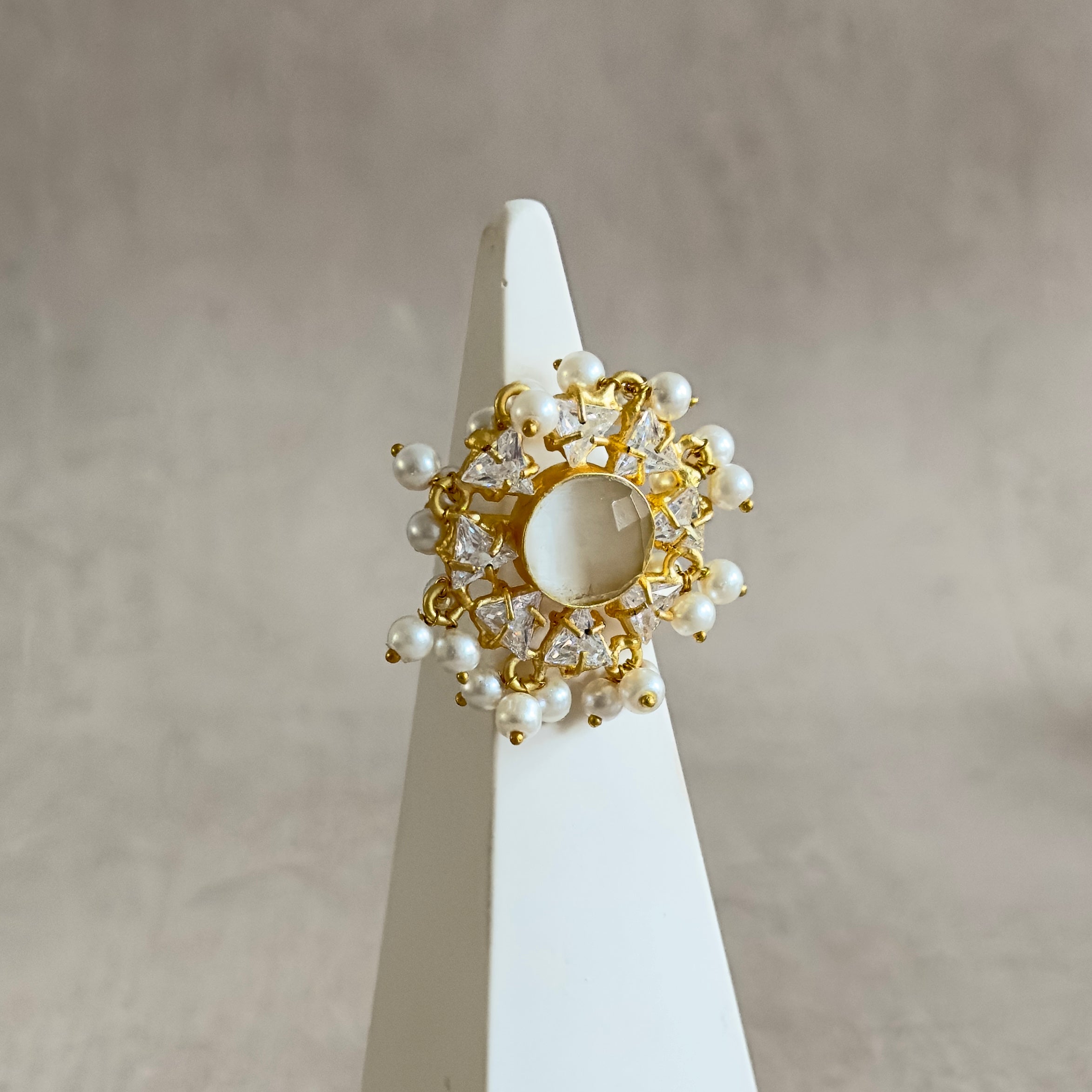 Paige Grey Crystal Ring - Ahseya & Co