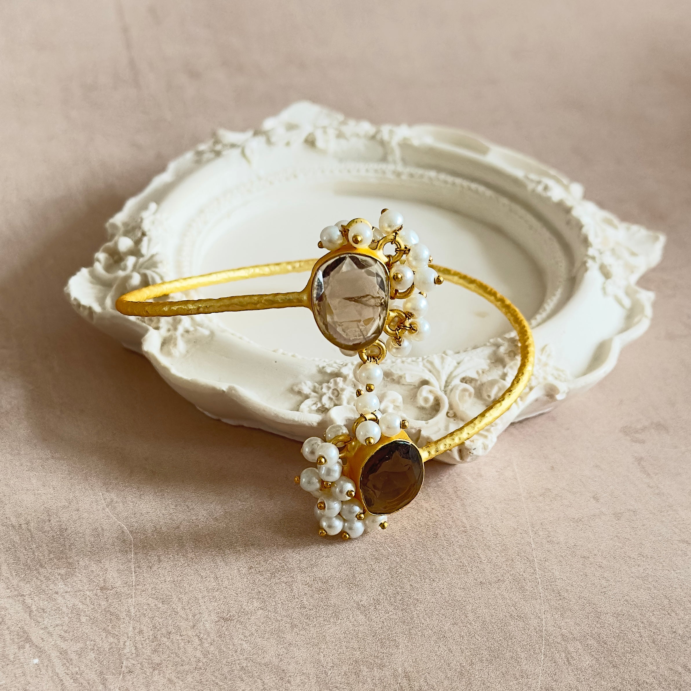 Nora Espresso Gold Cuff Bracelet - Ahseya & Co