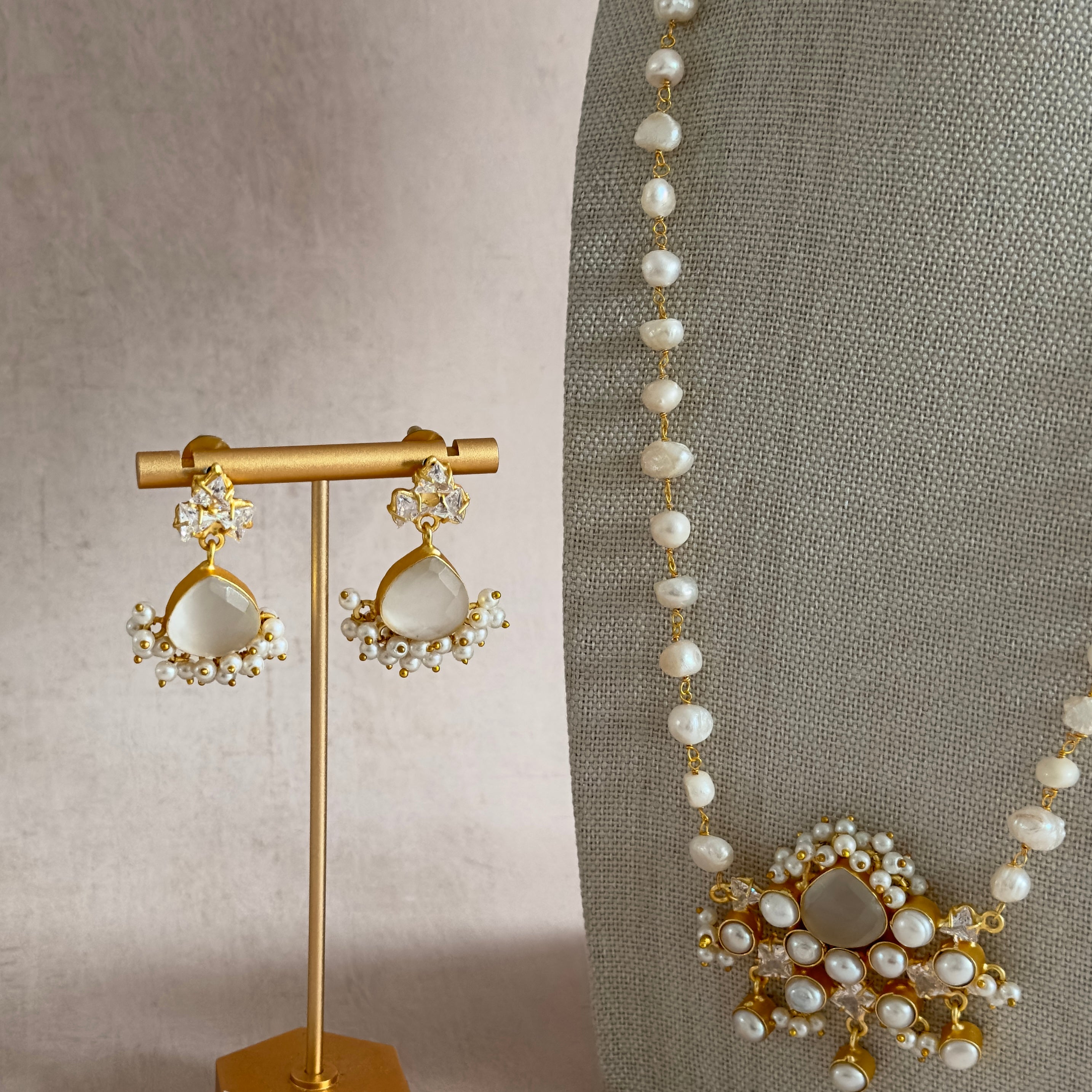 Clara Grey Pearl Mala Set - Ahseya & Co