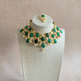 Mahnoor Green Crystal Choker Set