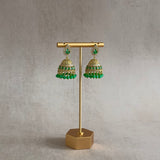 Green Crystal Mini Jhumka Earrings - Ahseya & Co.