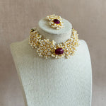 Melina Maroon Crystal Choker Set - Ahseya & Co