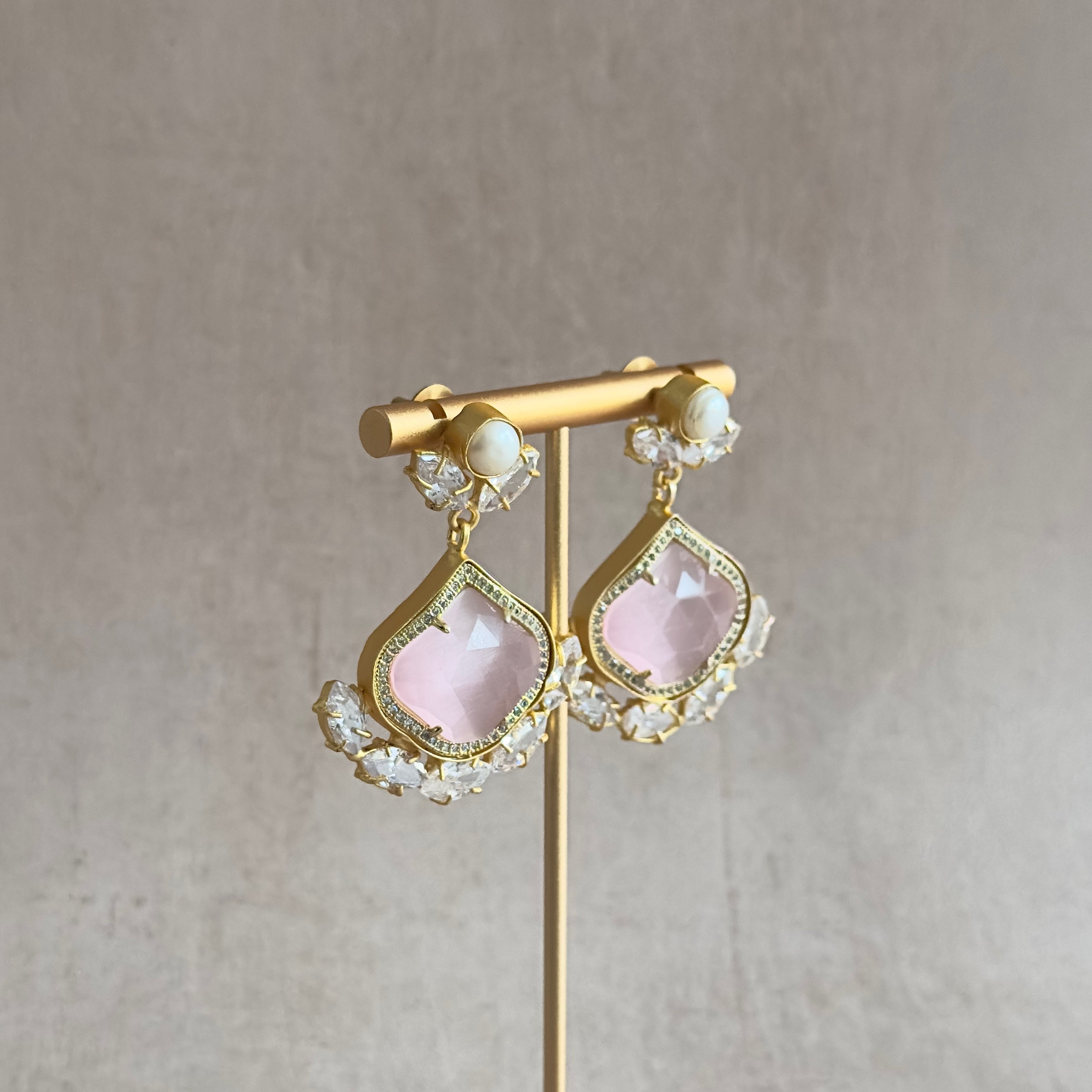 Neema Pink Pearl Drop Earrings - Ahseya & Co.