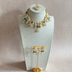 Munira Blue Crystal Necklace Set - Ahseya & Co