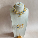 Munira Blue Crystal Necklace Set - Ahseya & Co