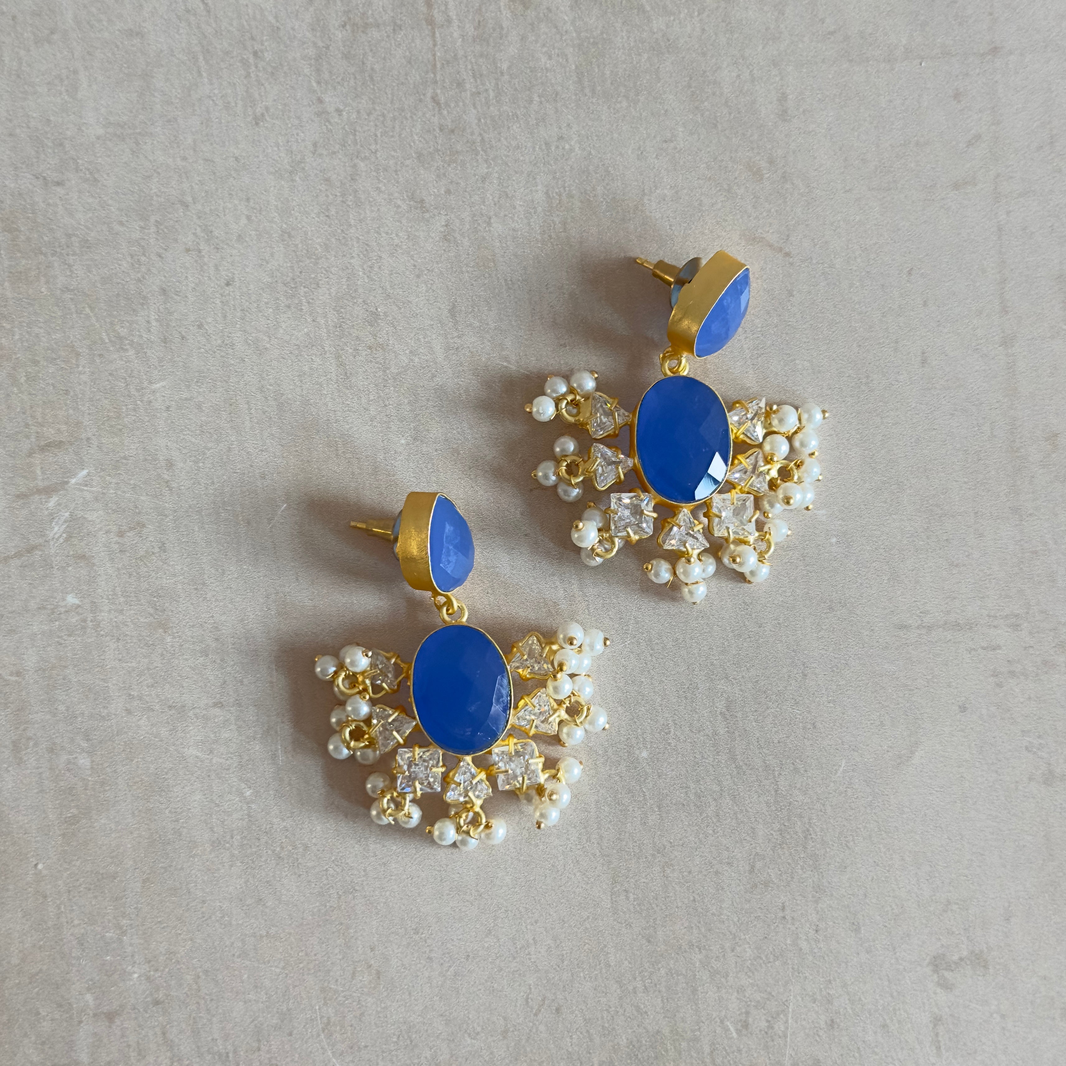 Skye Blue Crystal Drop Earrings - Ahseya & Co