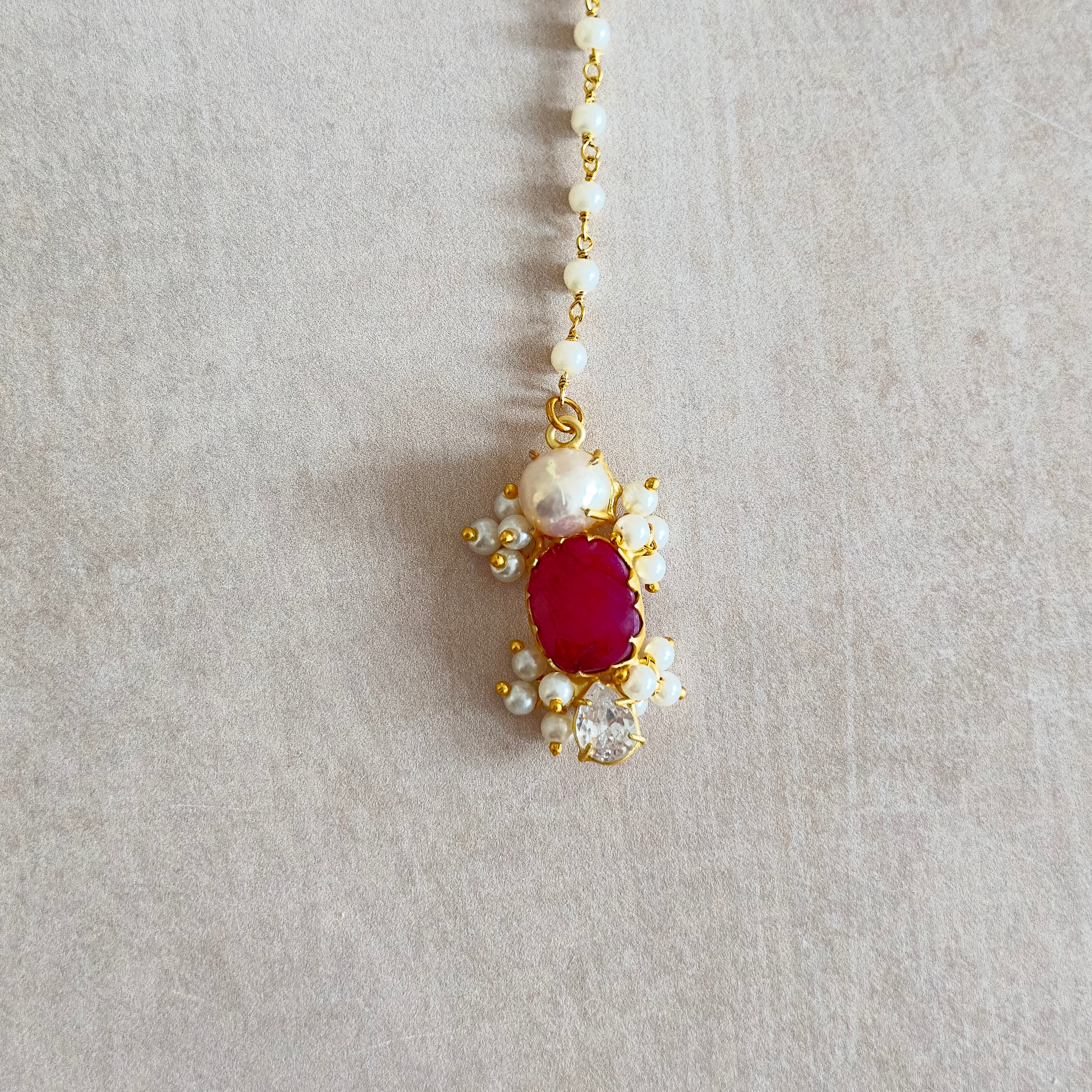 Carmen Fuchsia Pearl Necklace Set - Ahseya & Co