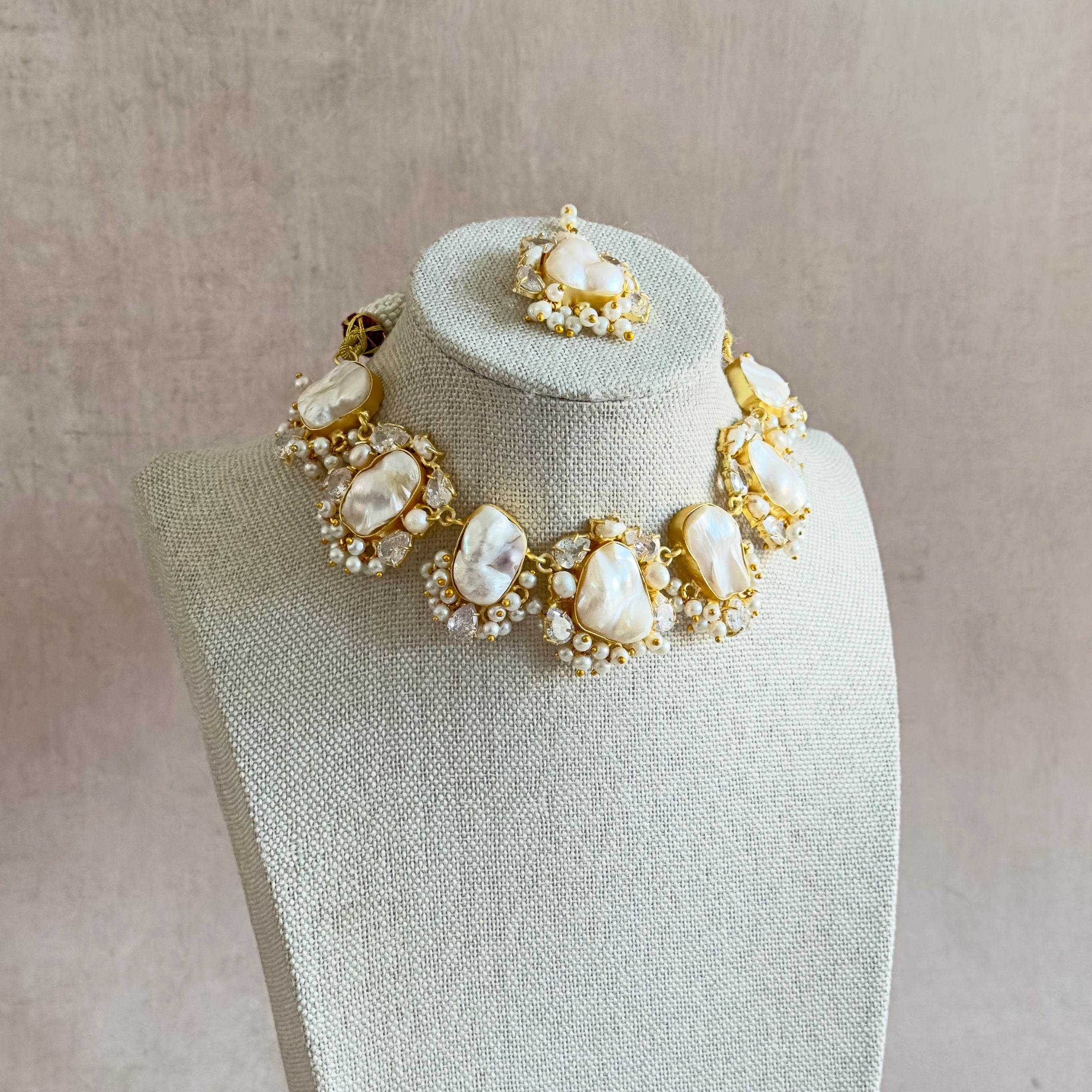 Meher Baroque Pearl Choker Set - Ahseya & Co