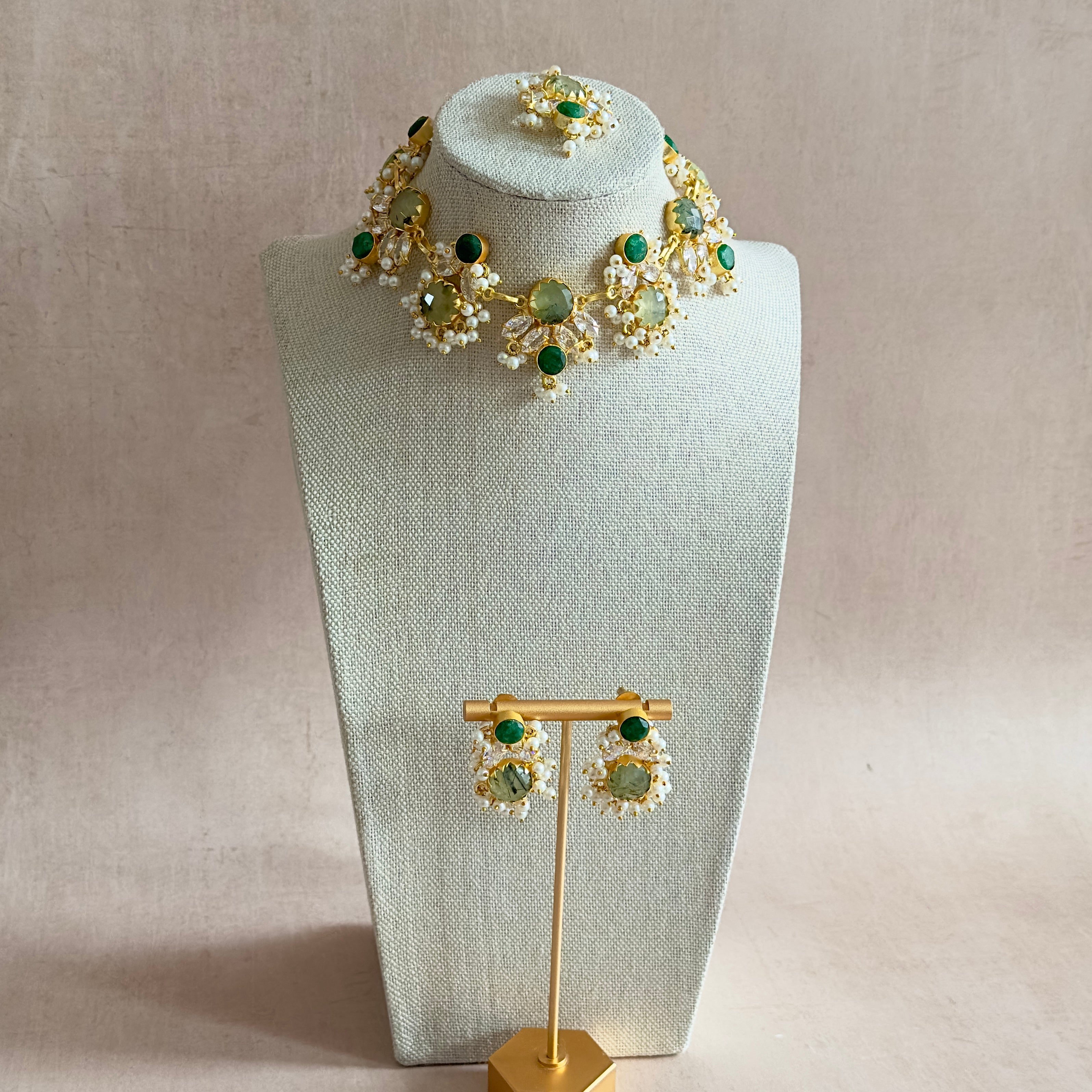 Dilnaz Green Necklace Set - Ahseya & Co