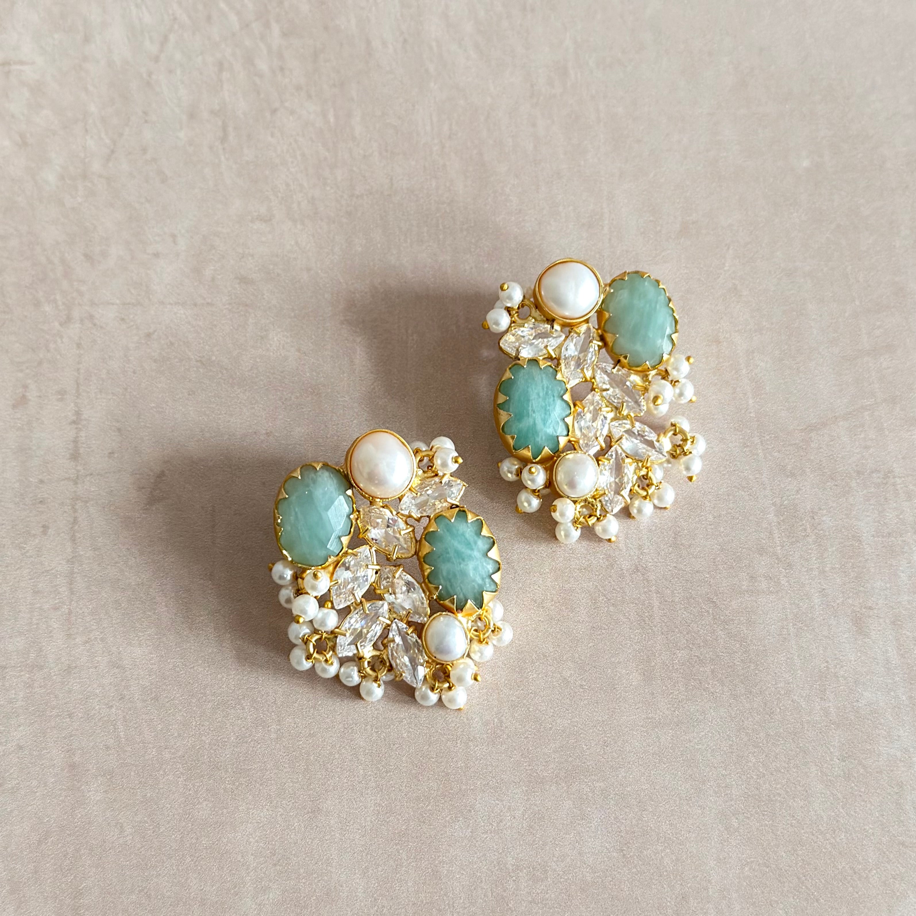 Roxy Jade Crystal Stud Earrings - Ahseya & Co