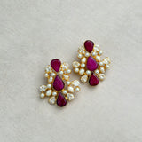 Anabia Maroon Pearl Stud Earrings