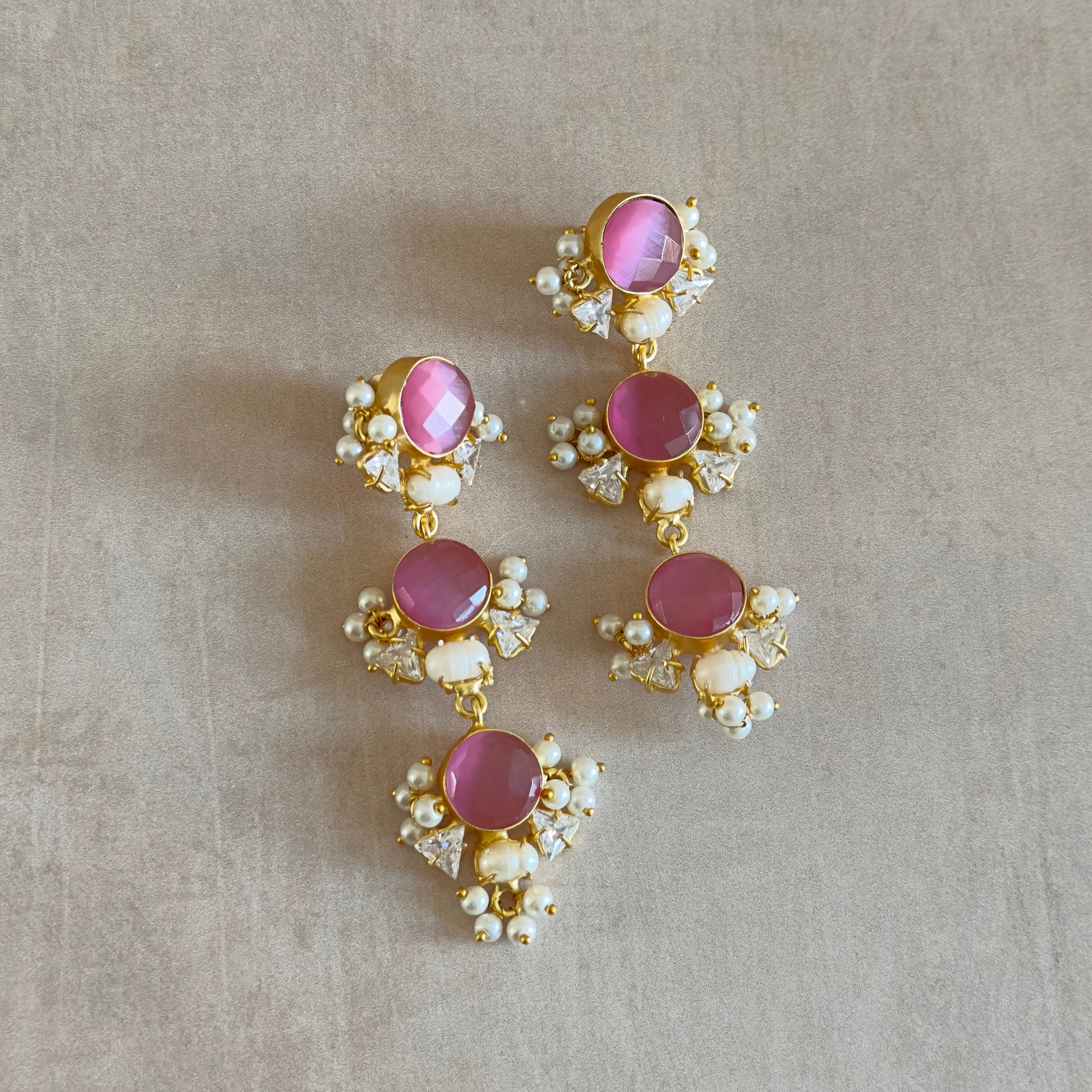 Zara Pink Pearl Drop Earrings - Ahseya & Co