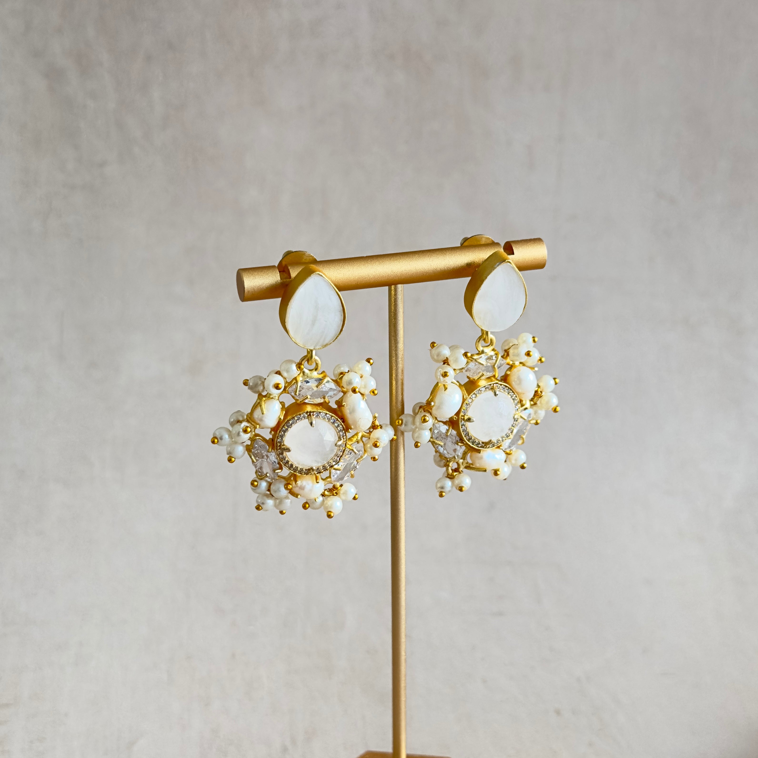 Annie White Drop Earrings - Ahseya & Co