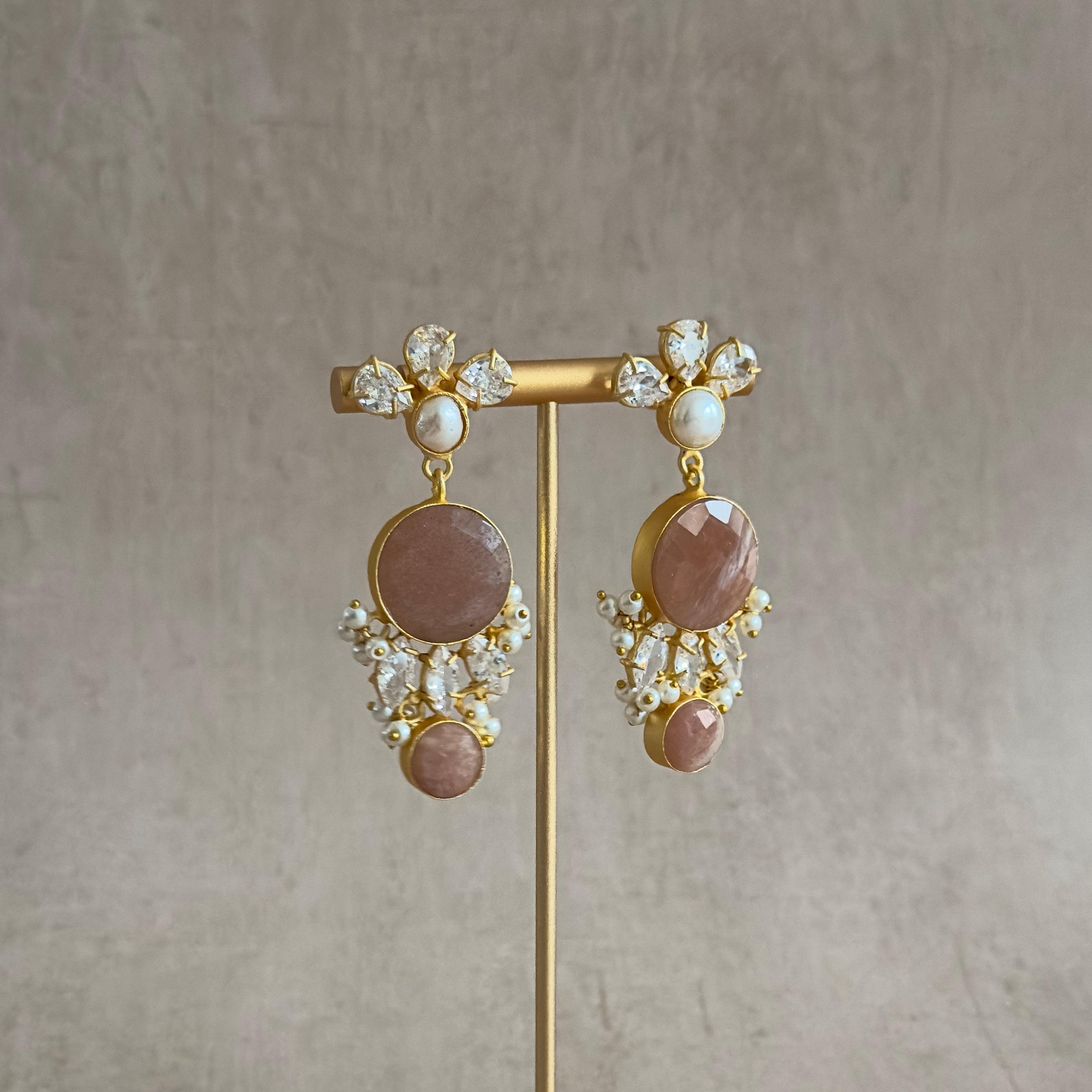 Peachy Crystal Drop Earrings - Ahseya & Co.
