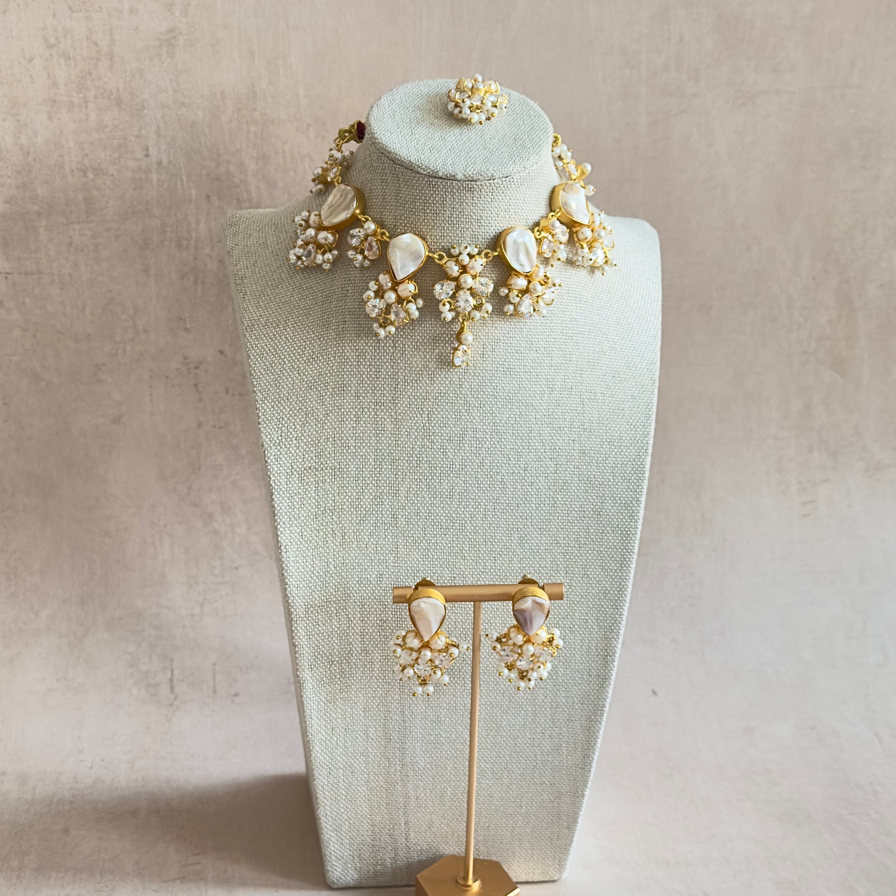 Ivory Baroque pearl Choker Set - Ahseya & Co