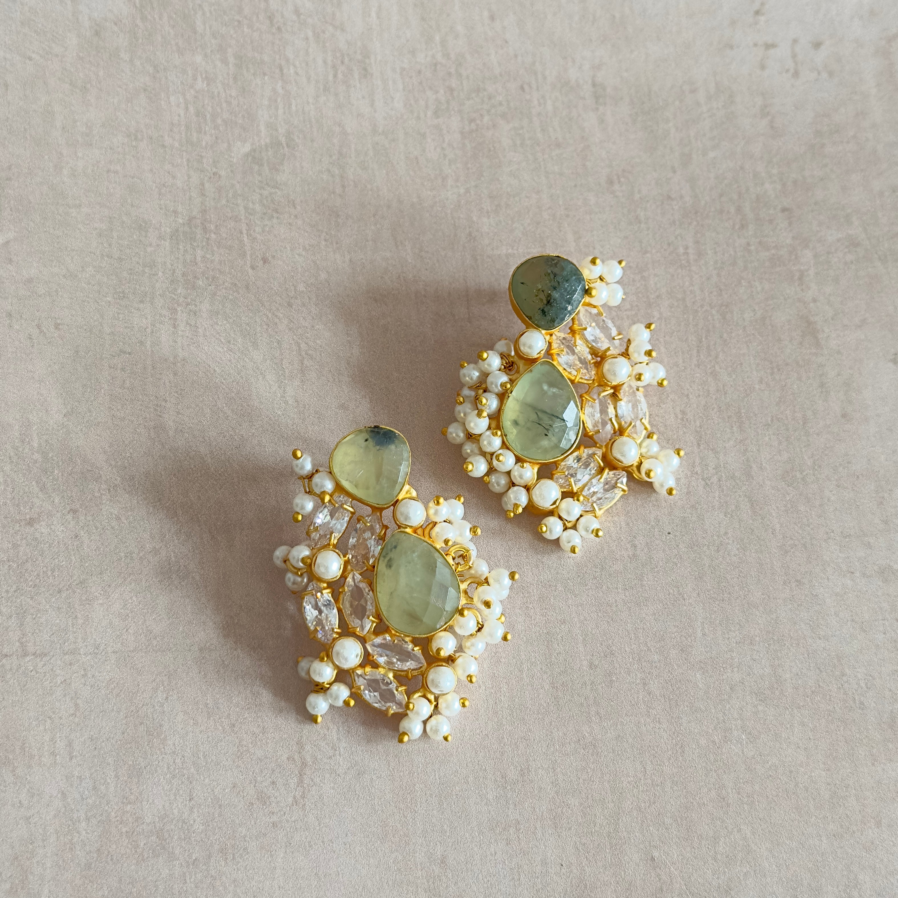 Yalina Olive Crystal Stud Earrings - Ahseya & Co