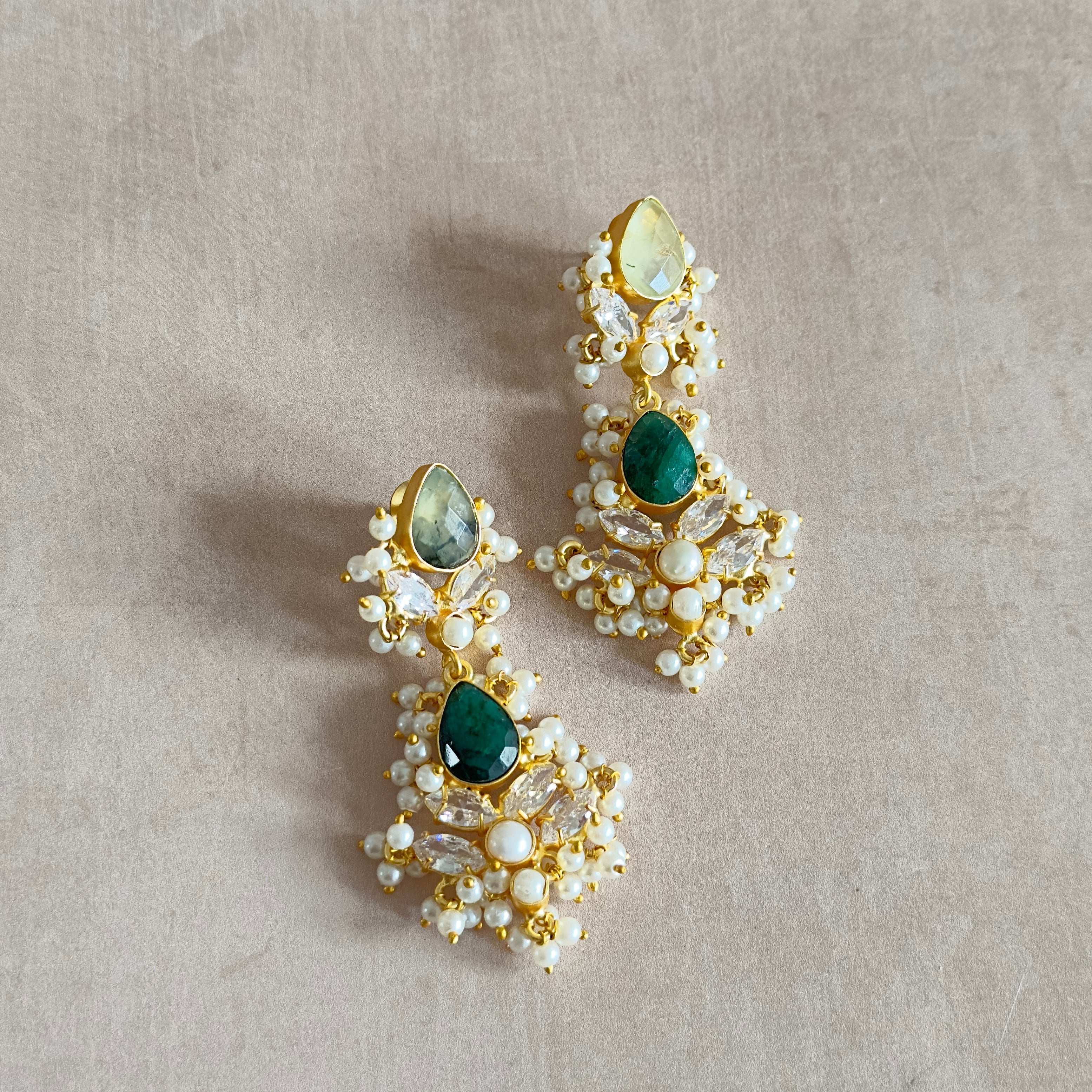 Aylaan Green Crystal Drop Earrings - Ahseya & Co