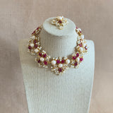 Kiara Fuchsia Pearl Necklace Set
