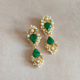 Danika Green Pearl Drop Earrings - Ahseya & Co